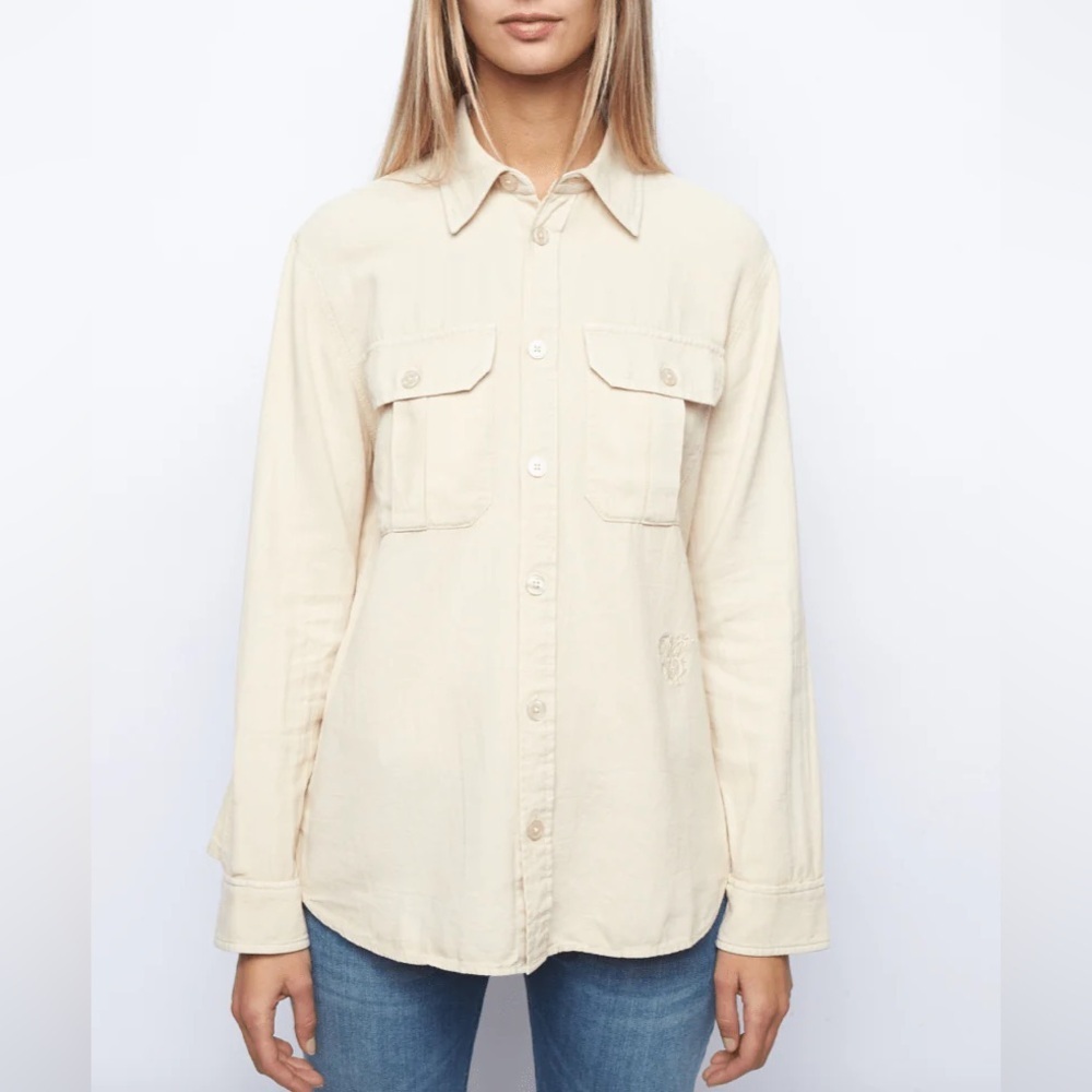 ZADIG & VOLTAIRE NWT Teros Cotton Twill Shirt in Color Sugar Size Small